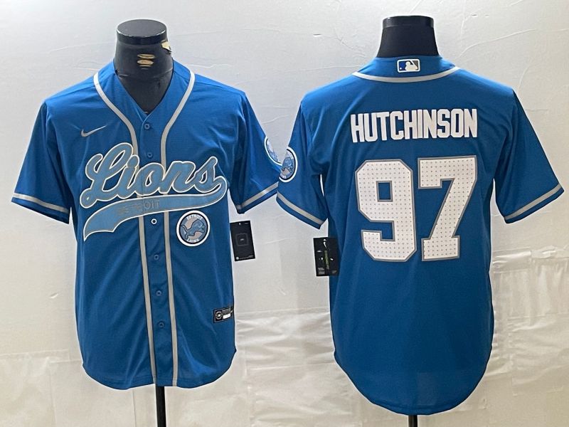 Men Detroit Lions #97 Hutchinson Blue Joint Name 2024 Nike Limited NFL Jersey style 6